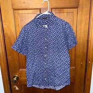 Men's Zara Blue Patterned Short Sleeve Shirt